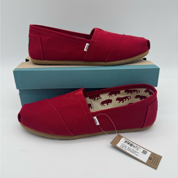 Toms Shoes - Toms slip on shoes Alpargata Red Canvas women’s Size 8.5 New in Box
